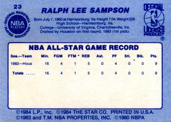 1984 Star All-Star Game #23 Ralph Sampson Back