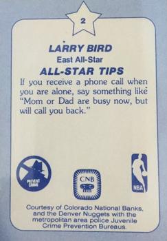 1984 Star All-Star Game Police #2 Larry Bird Back