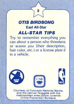 1984 Star All-Star Game Police #3 Otis Birdsong Back