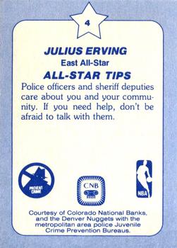 1984 Star All-Star Game Police #4 Julius Erving Back