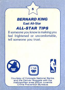 1984 Star All-Star Game Police #5 Bernard King Back