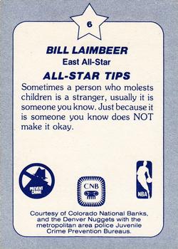 1984 Star All-Star Game Police #6 Bill Laimbeer Back
