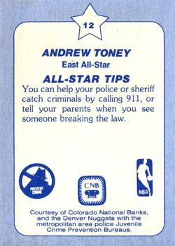 1984 Star All-Star Game Police #12 Andrew Toney Back
