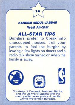 1984 Star All-Star Game Police #14 Kareem Abdul-Jabbar Back
