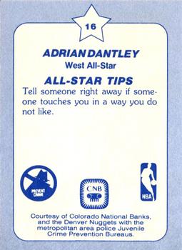 1984 Star All-Star Game Police #16 Adrian Dantley Back
