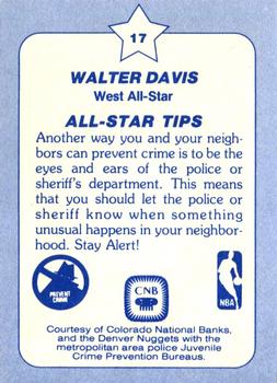 1984 Star All-Star Game Police #17 Walter Davis Back