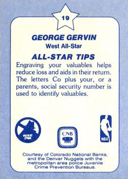 1984 Star All-Star Game Police #19 George Gervin Back