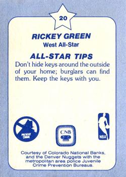 1984 Star All-Star Game Police #20 Rickey Green Back