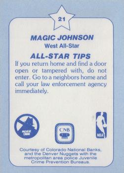 1984 Star All-Star Game Police #21 Magic Johnson Back