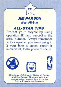 1984 Star All-Star Game Police #22 Jim Paxson Back