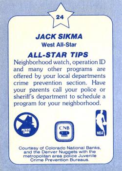 1984 Star All-Star Game Police #24 Jack Sikma Back