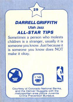 1984 Star All-Star Game Police #29 Darrell Griffith Back