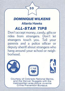 1984 Star All-Star Game Police #33 Dominique Wilkins Back