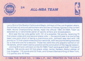 1984 Star Awards Banquet #24 All-NBA Team (Larry Bird / Kareem Abdul-Jabbar / Isiah Thomas / Bernard King / Magic Johnson) Back