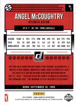 2019 Donruss WNBA #1 Angel McCoughtry Back