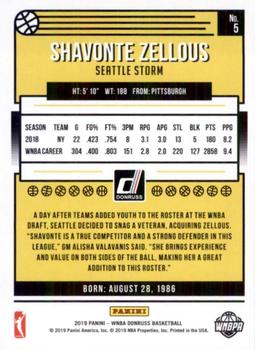 2019 Donruss WNBA #5 Shavonte Zellous Back
