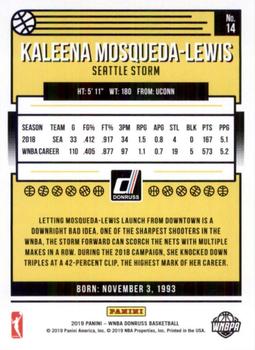 2019 Donruss WNBA #14 Kaleena Mosqueda-Lewis Back
