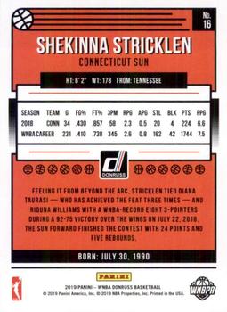 2019 Donruss WNBA #16 Shekinna Stricklen Back