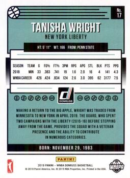 2019 Donruss WNBA #17 Tanisha Wright Back