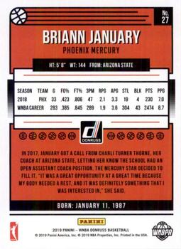 2019 Donruss WNBA #27 Briann January Back