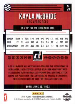 2019 Donruss WNBA #29 Kayla McBride Back