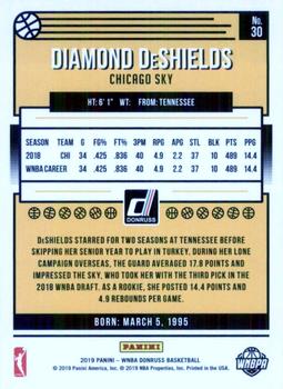 2019 Donruss WNBA #30 Diamond DeShields Back