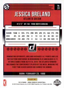 2019 Donruss WNBA #31 Jessica Breland Back