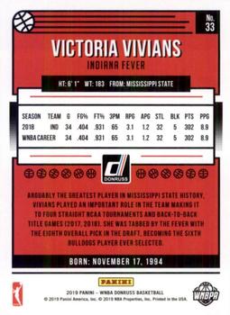 2019 Donruss WNBA #33 Victoria Vivians Back