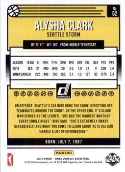 2019 Donruss WNBA #52 Alysha Clark Back