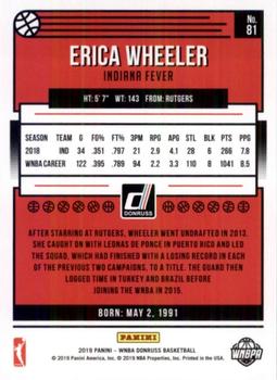 2019 Donruss WNBA #81 Erica Wheeler Back