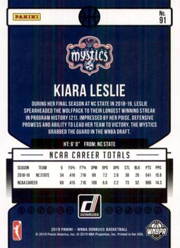 2019 Donruss WNBA #91 Kiara Leslie Back