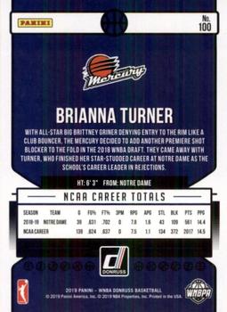 2019 Donruss WNBA #100 Brianna Turner Back