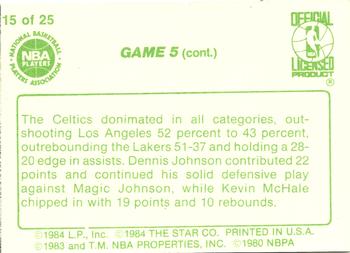 1984 Star Celtics Champs #15 Game 5 (cont.) Back