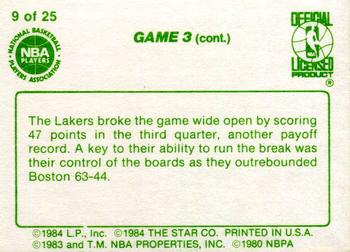 1984 Star Celtics Champs #9 Game 3 (cont.) Back