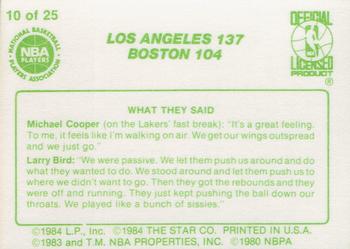 1984 Star Celtics Champs #10 Los Angeles 137 Boston 104 Back