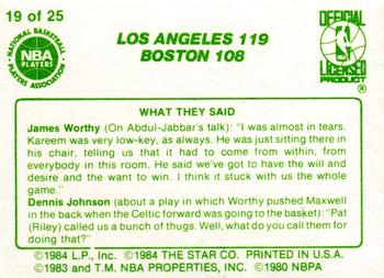 1984 Star Celtics Champs #19 Los Angeles 119 Boston 108 Back