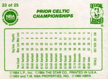 1984 Star Celtics Champs #23 Prior Celtic Championships Back