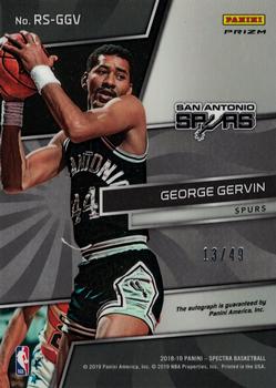 2018-19 Panini Spectra - Radiant Signatures Neon Green #RS-GGV George Gervin Back