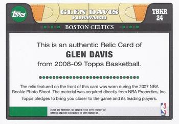 2008-09 Topps - Retail Relics #TBKR24 Glen Davis Back