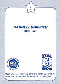 1984 Star Slam Dunk Championship #5 Darrell Griffith Back