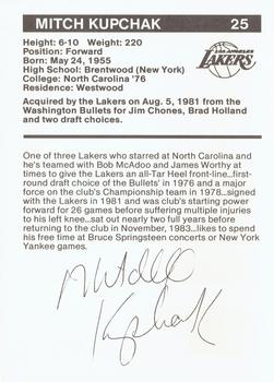 1984-85 BASF Los Angeles Lakers #4 Mitch Kupchak Back