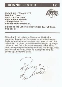 1984-85 BASF Los Angeles Lakers #5 Ronnie Lester Back