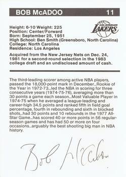 1984-85 BASF Los Angeles Lakers #6 Bob McAdoo Back