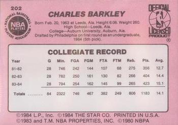 1984-85 Star #202 Charles Barkley Back