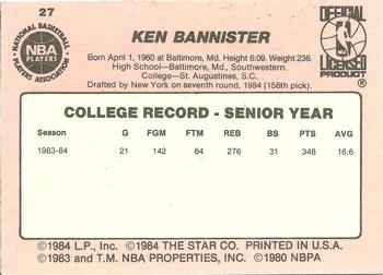 1984-85 Star #27 Ken Bannister Back