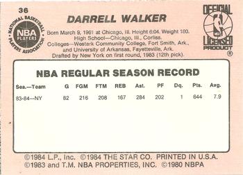 1984-85 Star #36 Darrell Walker Back