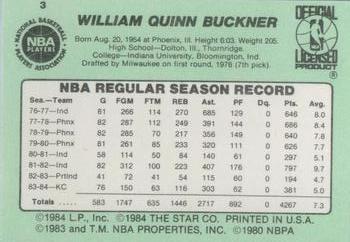 1984-85 Star #3 Quinn Buckner Back