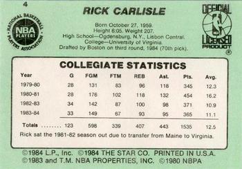 1984-85 Star #4 Rick Carlisle Back
