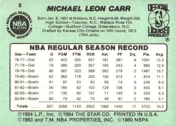 1984-85 Star #5 M.L. Carr Back