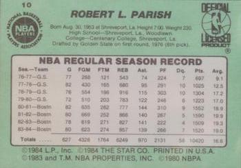 1984-85 Star #10 Robert Parish Back